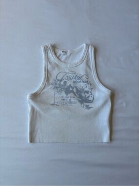 Garage white cropped tank top